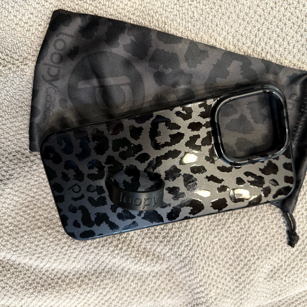 Loopy Black Leopard Phone Case fits the iphone 14 pro max lefty